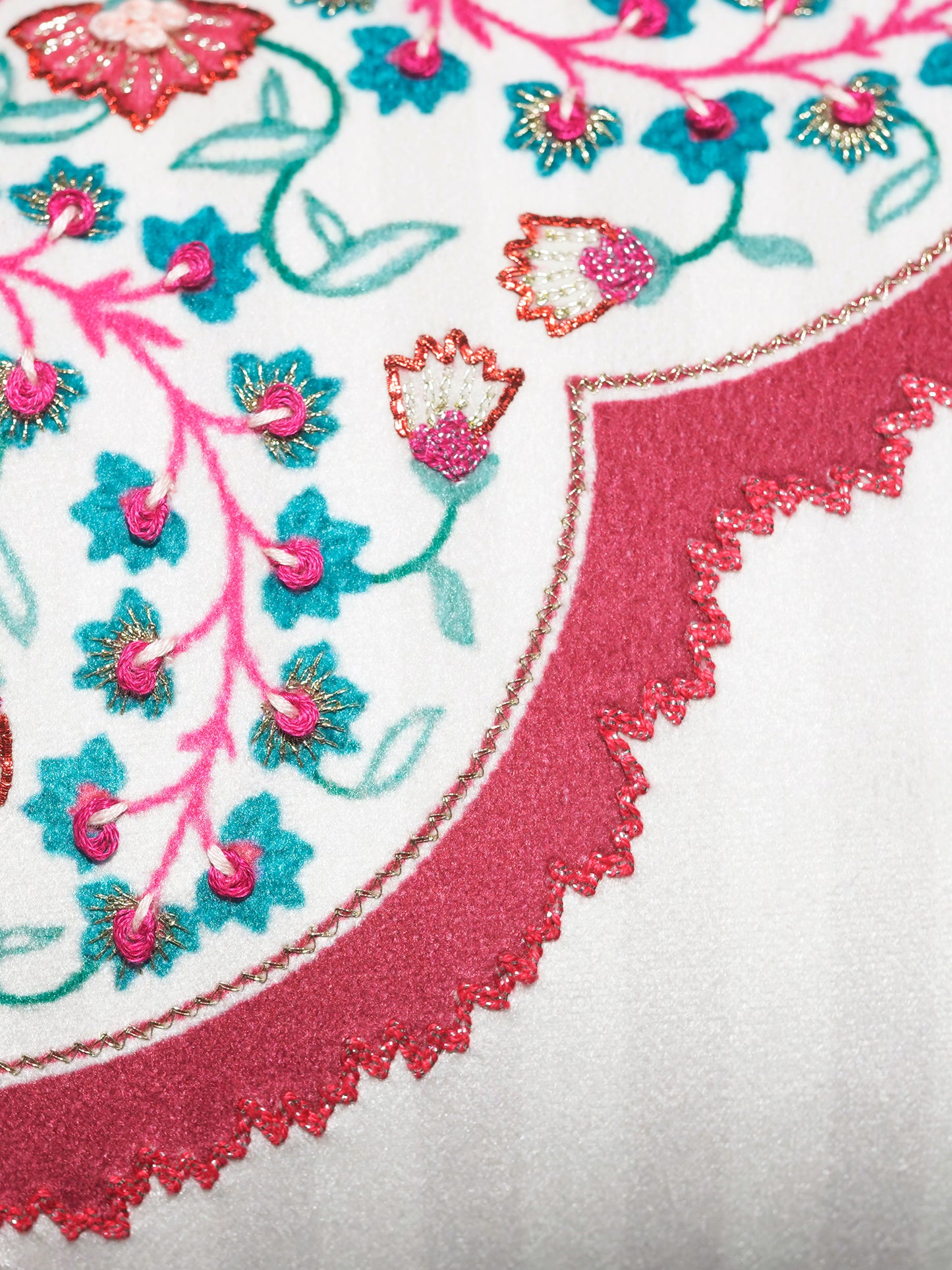 Hand Embroidered Pichwai Collection Printed Cushion Cover 12 Inch x 22 Inch | Pink