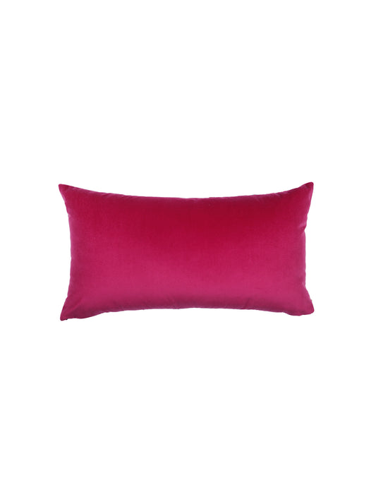 Hand Embroidered Pichwai Cushion Cover with Floral Digital Print | Embellished Velvet 12x22 Inches