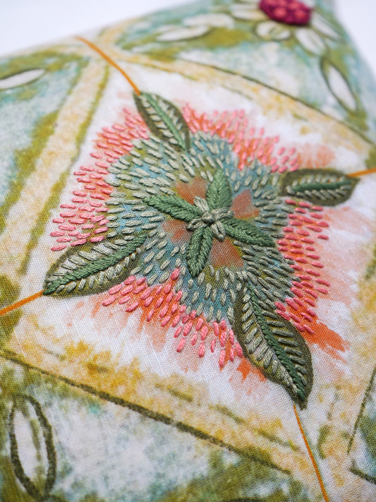 Poyester Blend Cushion Cover – White Linen, Hand Embroidery 12x12 inch Set of 1