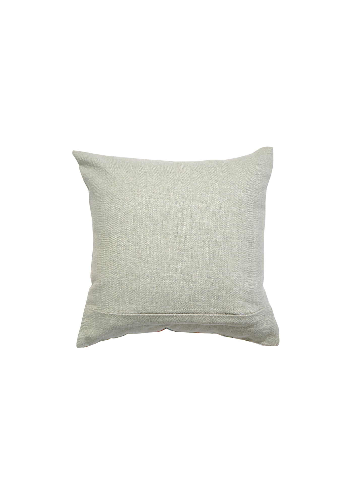 Poyester Blend Cushion Cover – White Linen, Hand Embroidery 12x12 inch Set of 1