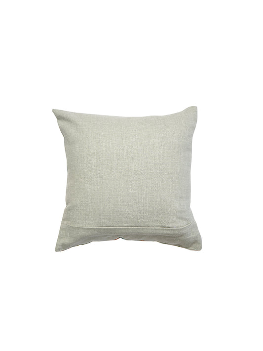 Poyester Blend Cushion Cover – White Linen, Hand Embroidery 12x12 inch Set of 1