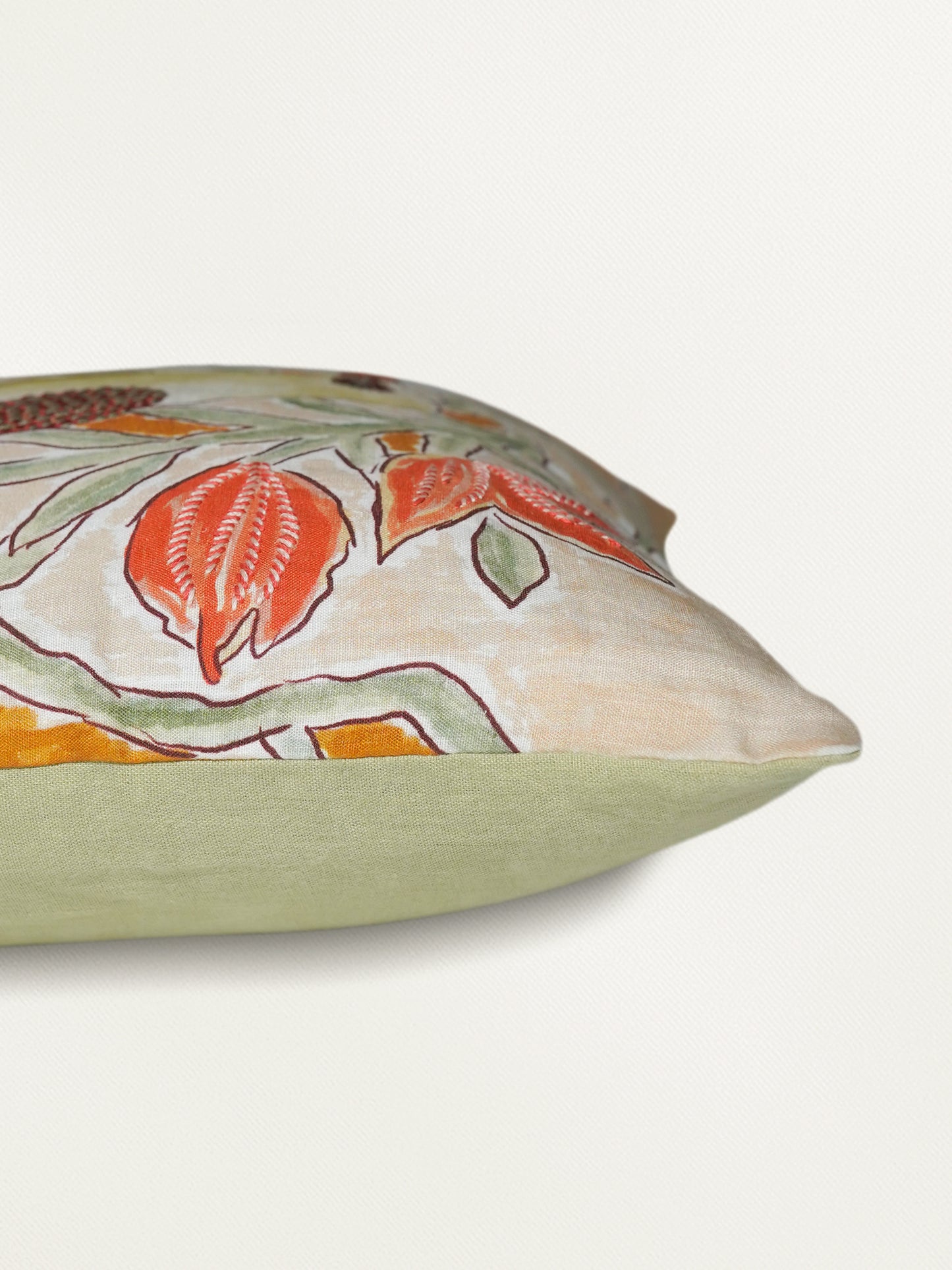 Polyester Blend Green Cushion Cover –digital print + Hand Embroidered 16x16 inch Set of 1