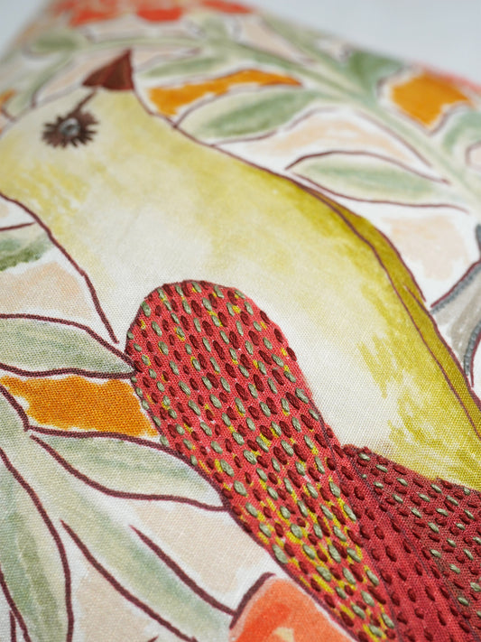 Polyester Blend Green Cushion Cover –digital print + Hand Embroidered 16x16 inch Set of 1