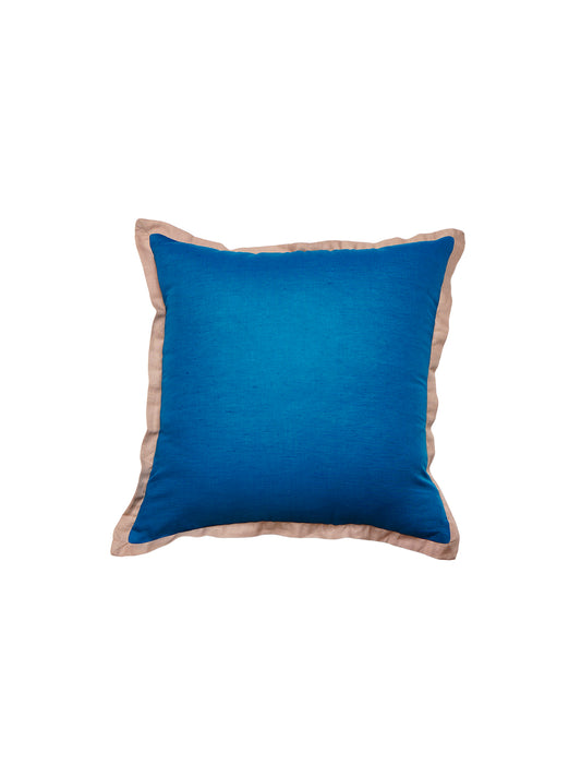 Blue Linen Cushion Cover-Flat Piping |16x16 inches,set of 1