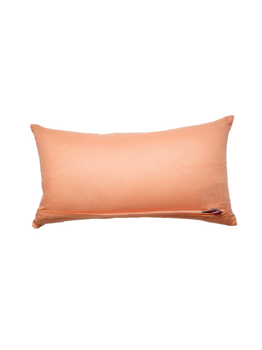 Multicolor Linen Cushion Cover- Patchwork with Hand Embroidered |12x12 inches,set of 1