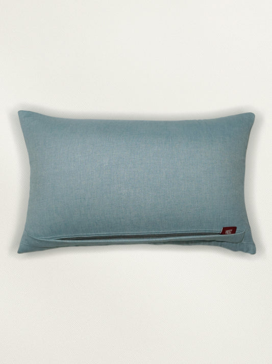 Polyester Blend Cushion Cover – Multi-Color, Patchwork with Frayed Detailing 12x22 inch Set of 1