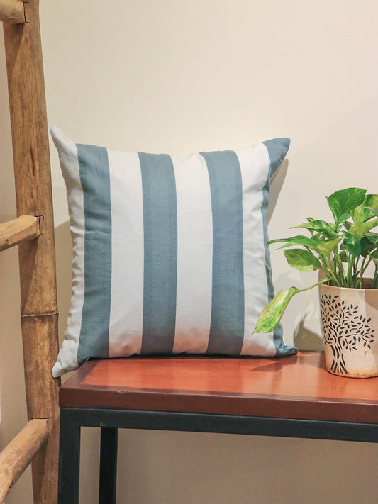 Linen Cushion Cover – Light Blue, Patch Work 16x16 inch Set of 1