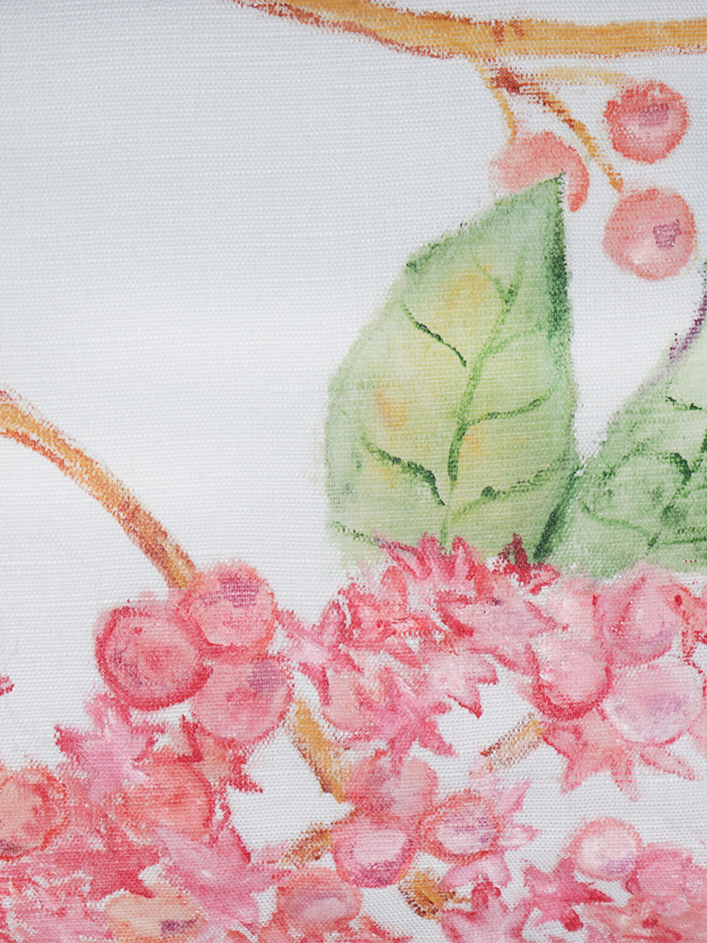 Linen Cushion Cover – Blue, Painted Design 12x22 inch set of 1