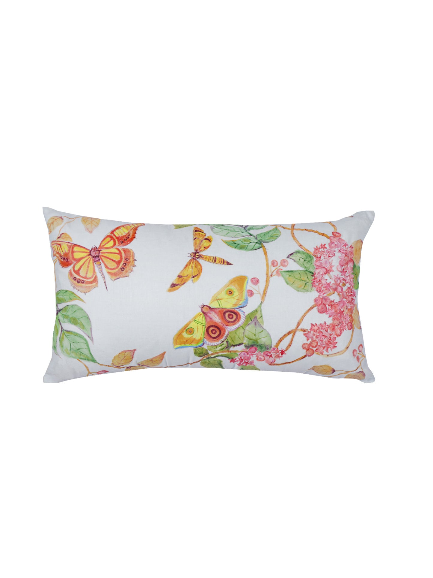 Linen Cushion Cover – Blue, Painted Design 12x22 inch set of 1