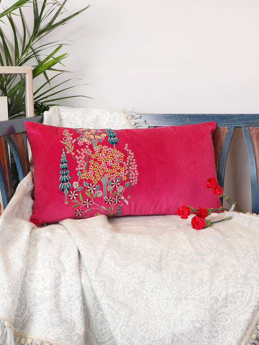 Pichwai Collection of Hand Embroidered Cushion Covers | Multicolor, Velvet 18 inches X 18 inches, 12 inches X 22 inches (Set of 2)