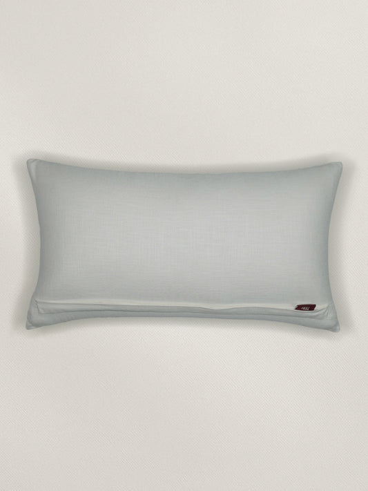 Floral Embroidered Cushion Cover 12 Inch x 22 Inch | Off White