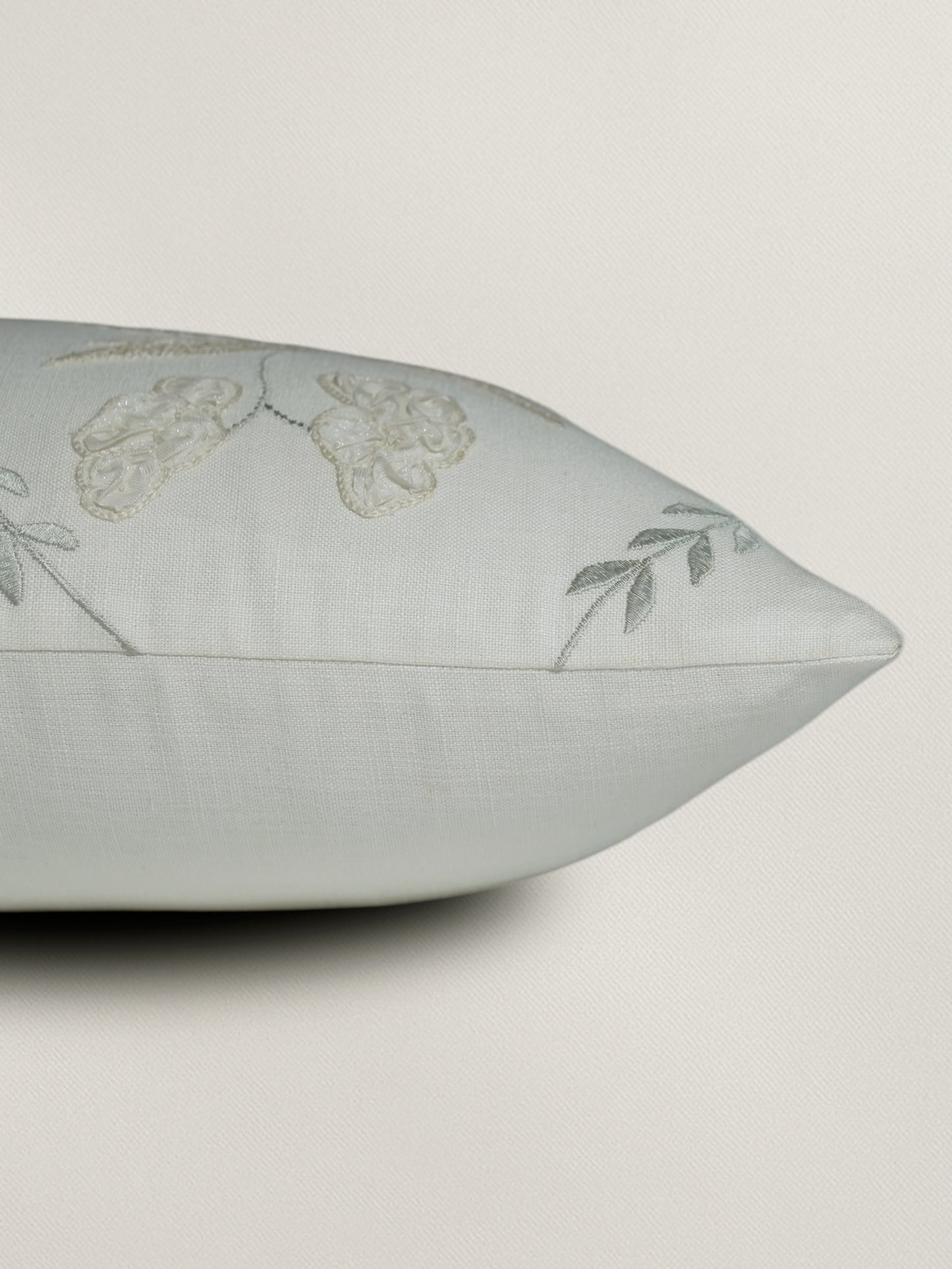 Floral Embroidered Cushion Cover 12 Inch x 22 Inch | Off White