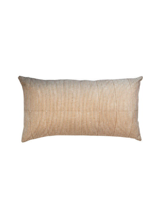 Block Printed Cushion Cover | Stripes with Butti Cotton 12 x 22 inches