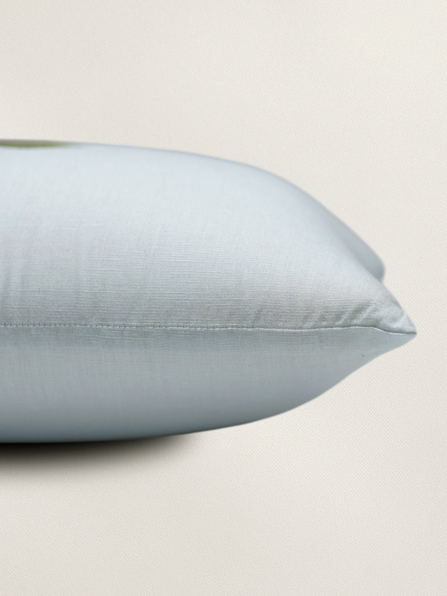 Linen Light Blue Cushion Cover- Hand Painted, 12x22 inches, Set of 1