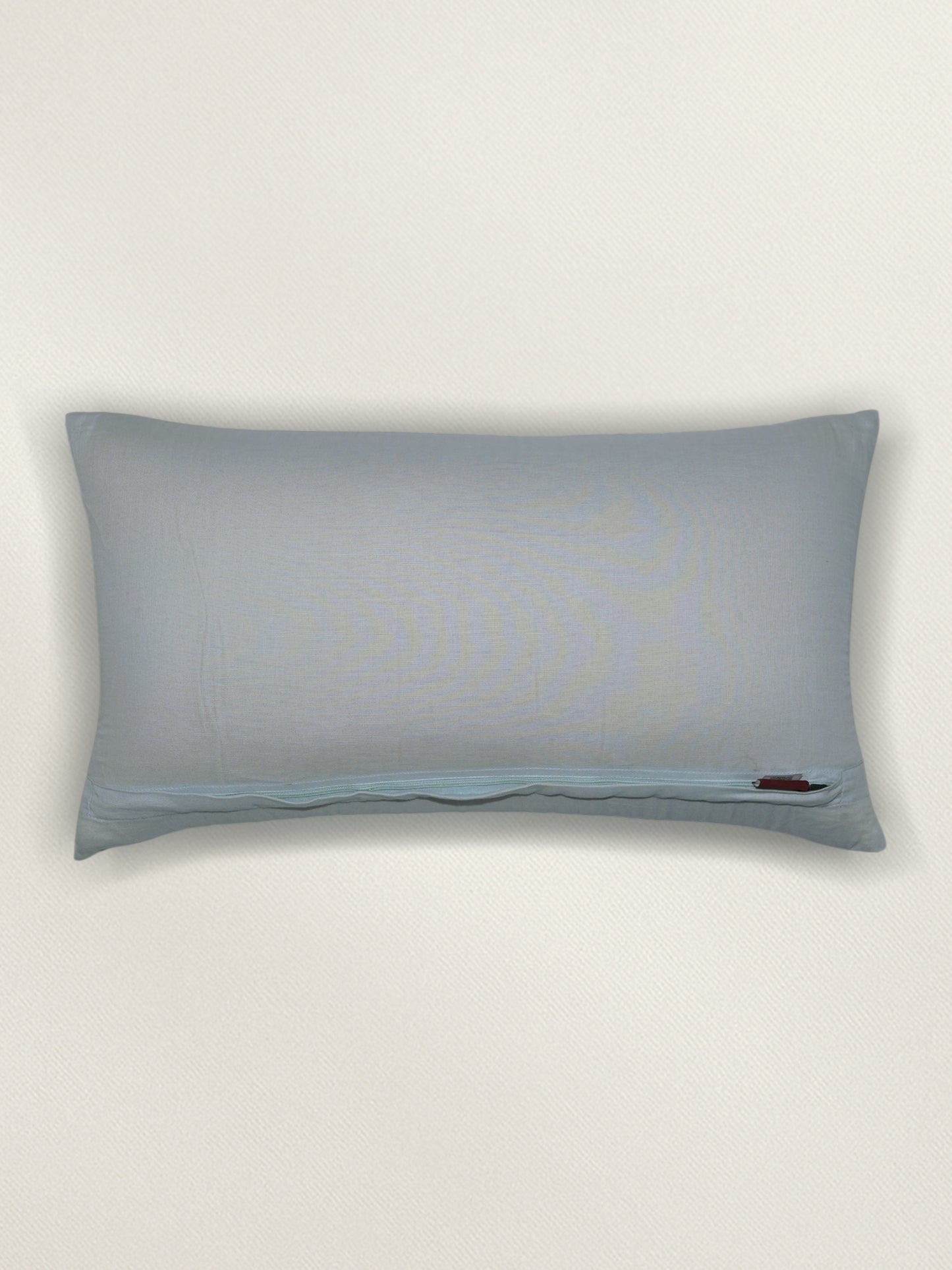 Linen Light Blue Cushion Cover- Hand Painted, 12x22 inches, Set of 1