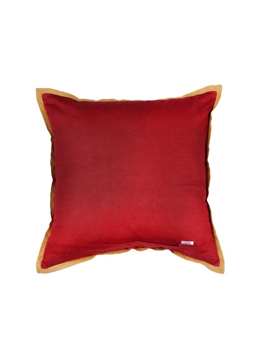 Linen Cushion Cover – Red, Flat Piping 16x16 inch Set of 1