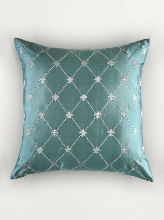 Zari Embroidered Cushion Cover 20 Inch x 20 Inch | Green