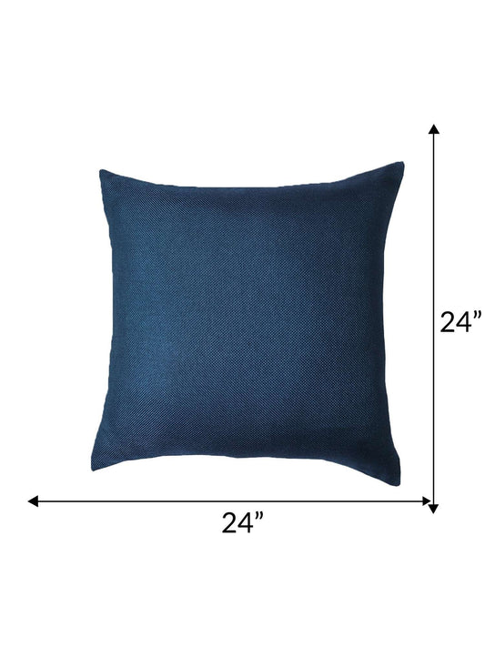 Cushion Cover (Euroshams) for Sofa, Bed Cotton Blend | Self Textured | Blue - 24x24in(61x61cm) (Pack of 1)