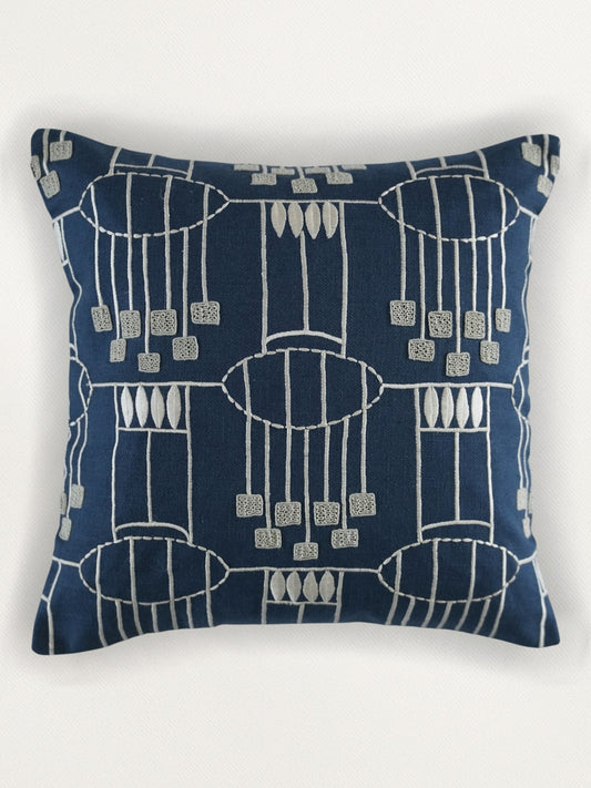 Embroidered Cushion Cover 16 Inch x 16 Inch | Blue