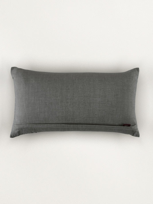 Floral Embroidered Grey Cushion Cover 16 Inch x 16 Inch | Linen