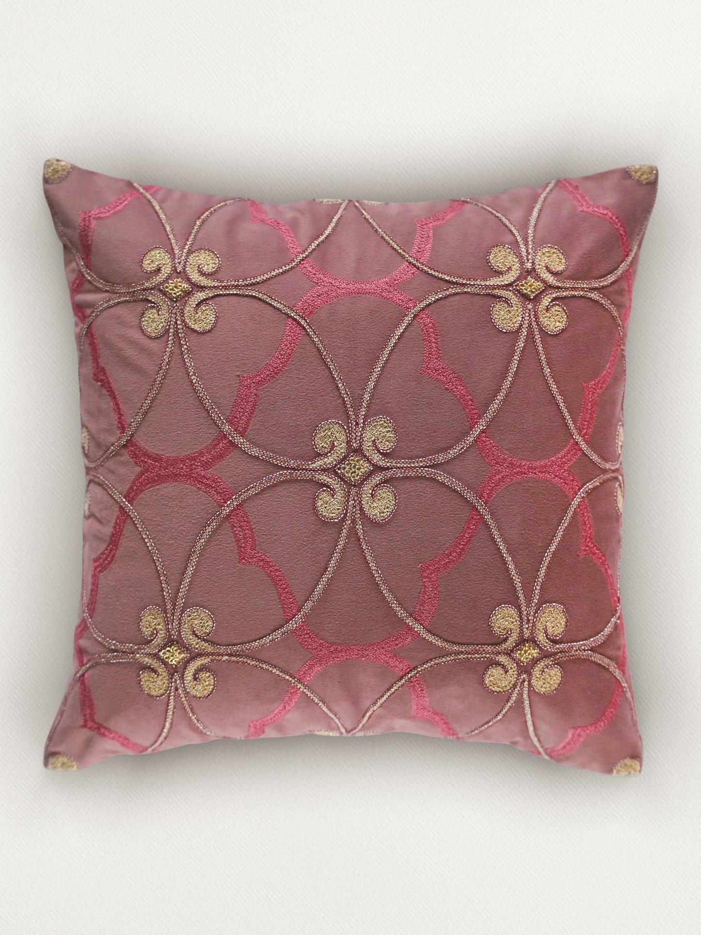 Aari Embroidered Cushion Cover 16 Inch x 16 Inch | Velvet | Maroon