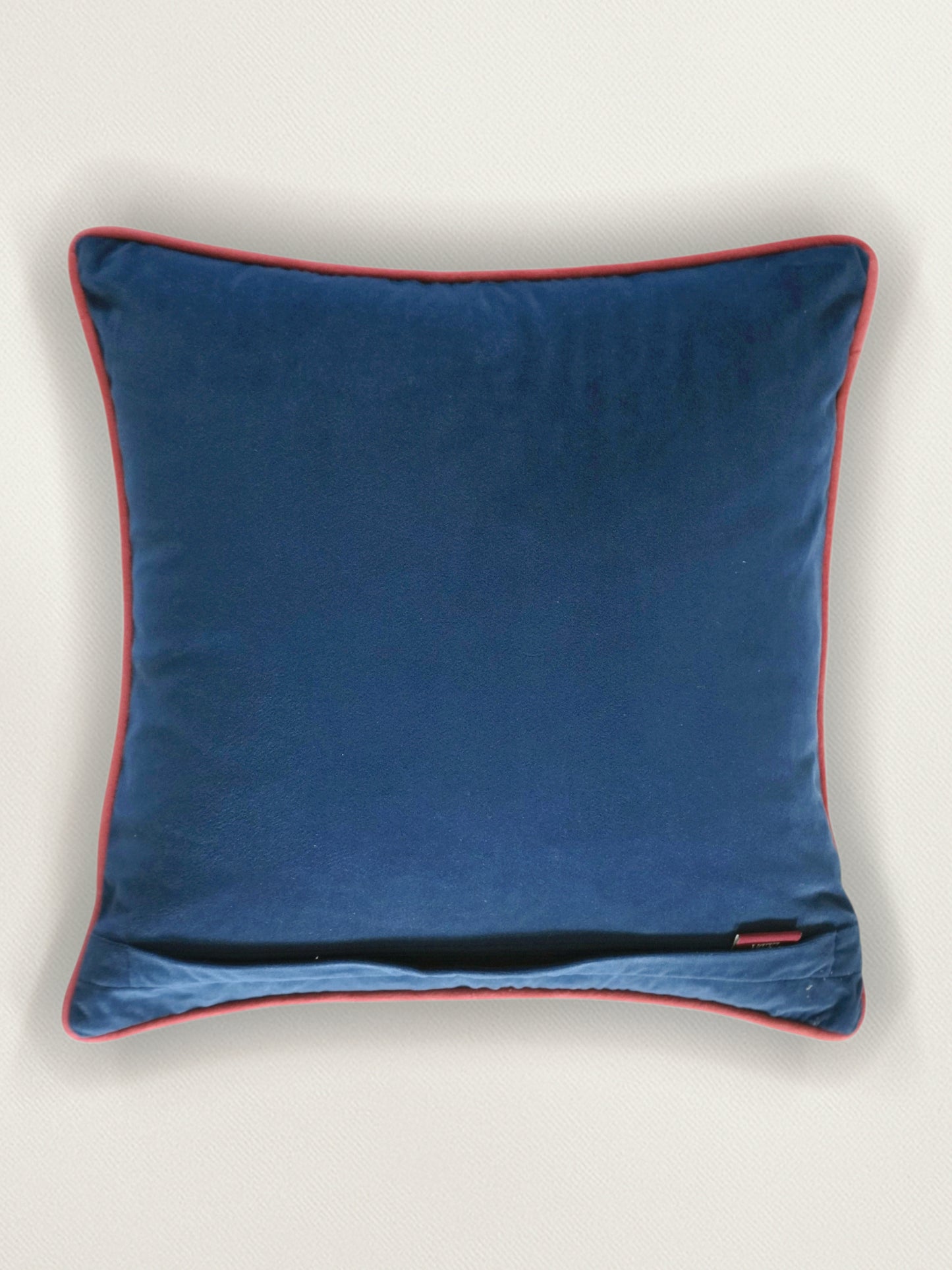 Hand Embroidered Cushion Cover 16 Inch x 16 Inch | Velvet | Blue & Red