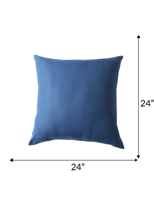 Cushion Cover (Euroshams) for Sofa, Bed Cotton Blend | Self Textured | Navy Blue - 24x24in(61x61cm) (Pack of 1)