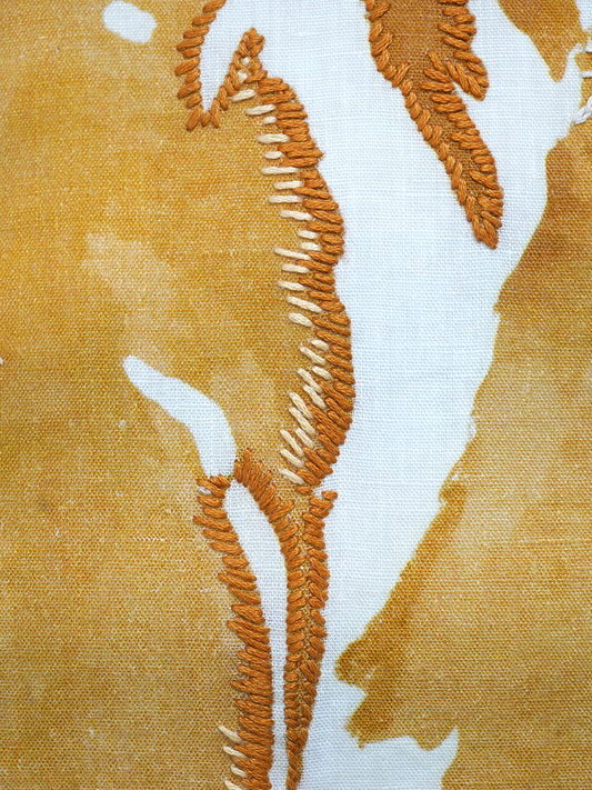 White Linen Cushion Cover - Hand and digital print, 16x16 inches, Set of 1