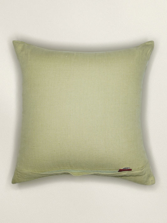 White Linen Cushion Cover -Hand and digital print, 16x16 inches, Set of 1
