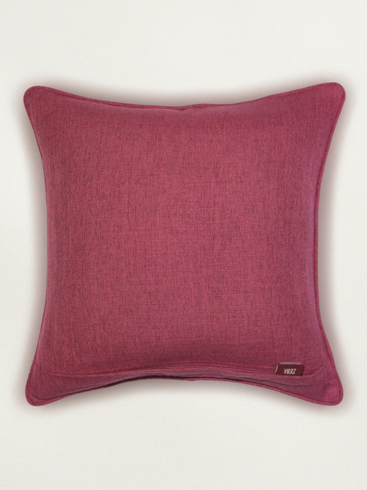 Embroidered Cushion Cover 16 Inch x 16 Inch | Polyester | Pink