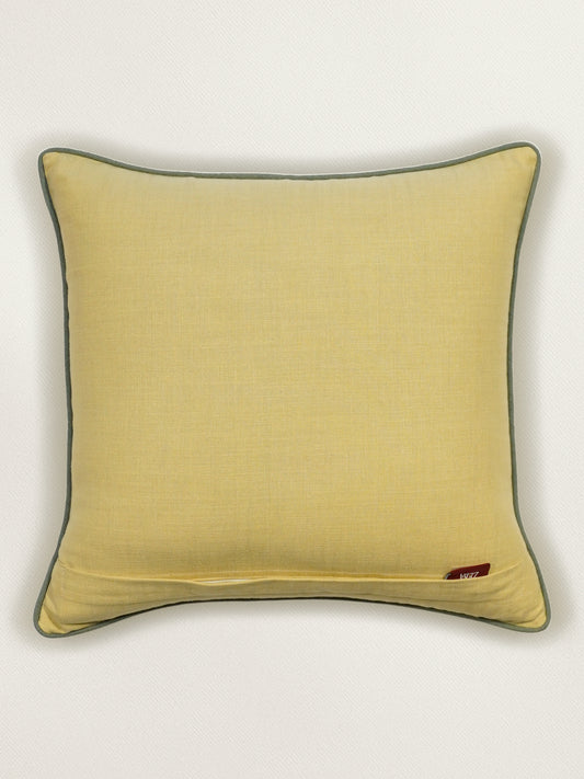 Paisley Embroidered Cushion Cover 16 Inch x 16 Inch | Yellow