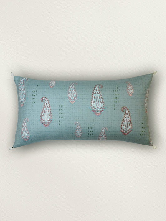 Paisley Printed Cushion Cover 12 Inch x 22 Inch | Blue | Polyester