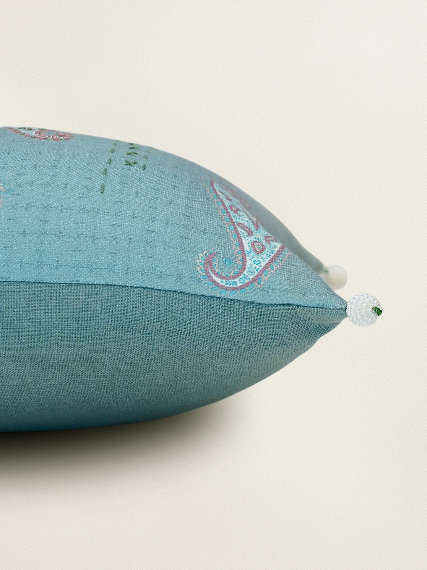 Paisley Printed Cushion Cover 12 Inch x 22 Inch | Blue | Polyester