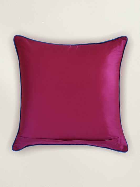 Polycotton Embroidered Cushion Cover 16 Inch x 16 Inch | Cord piping | Pink