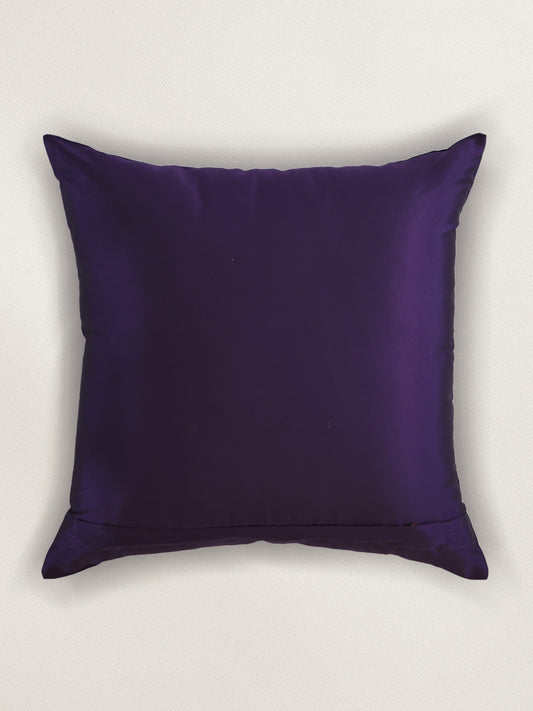 Aari Embroidered 100% Polyester Cushion Cover | 16 Inch x 16 Inch | Purple