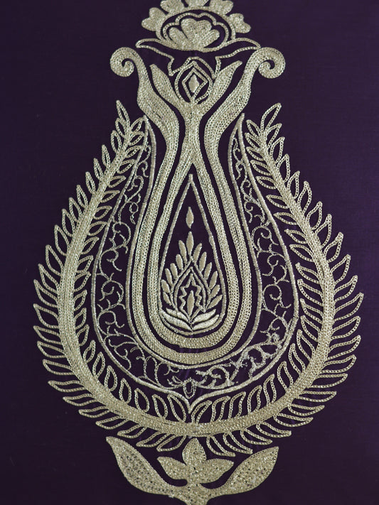 Aari Embroidered 100% Polyester Cushion Cover | 16 Inch x 16 Inch | Purple