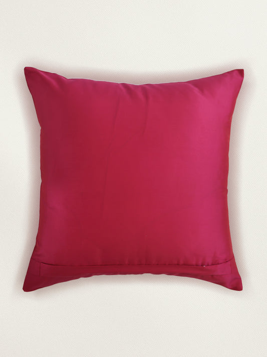 Aari Embroidered 100% Polyester Cushion cover | 16 Inch x 16 Inch | Pink