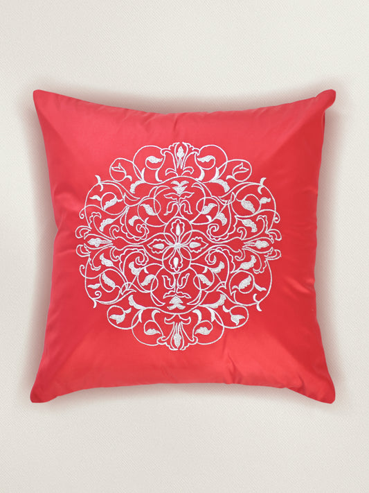 Embroidered 100% Polyester Cushion Cover | 16 Inch x 16 Inch | Rust