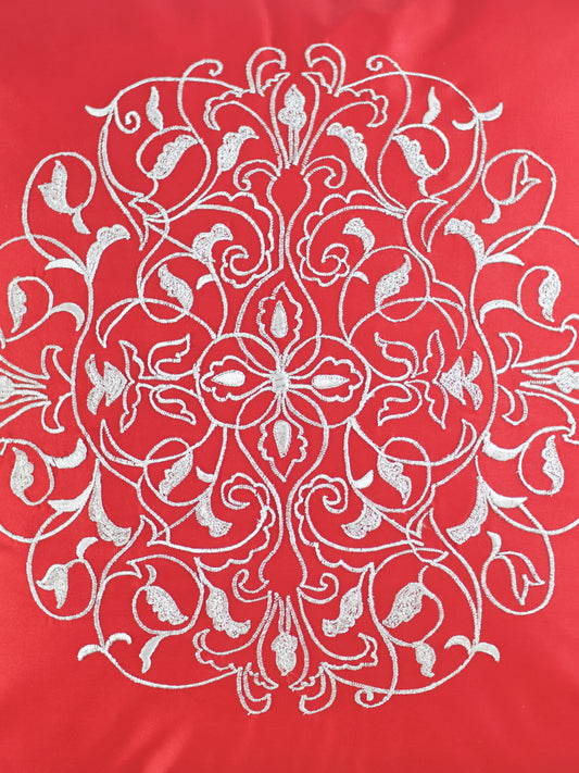 Embroidered 100% Polyester Cushion Cover | 16 Inch x 16 Inch | Rust