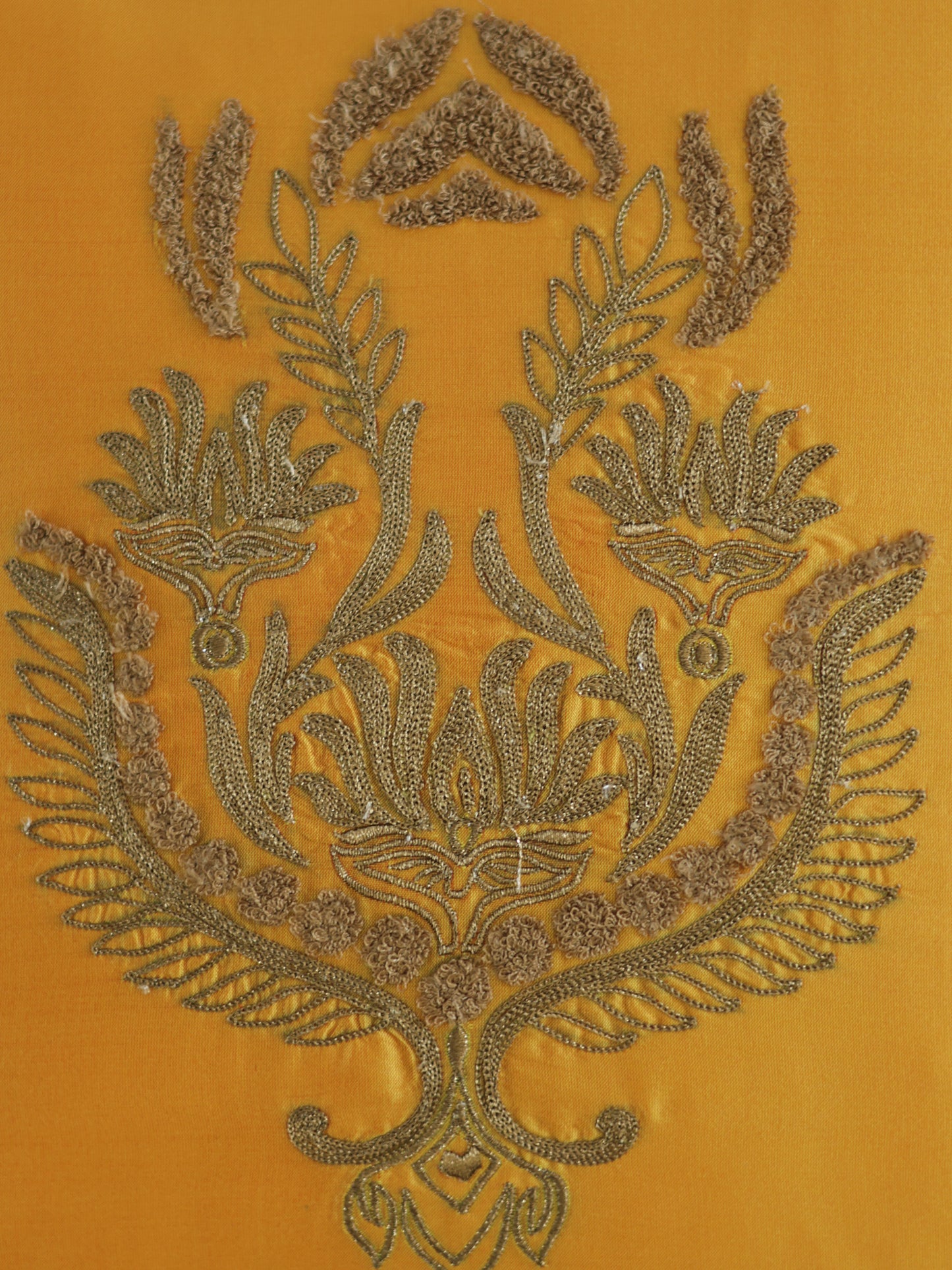 Aari Embroidered 100% Polyester Cushion Cover | 16x16inch | Yellow
