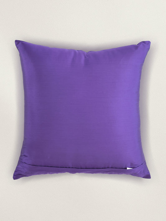 Aari Embroidered 100% Polyester Cushion Cover | 16 Inch x 16 Inch | Purple