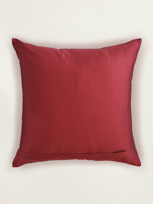 Embroidered 100% Polyester Cushion Cover | 16 Inch x 16 Inch | Coral