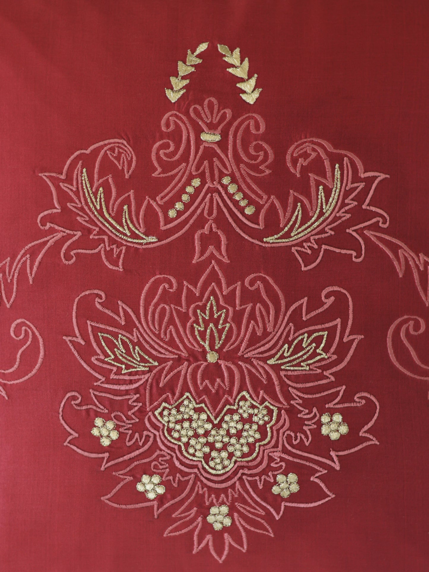 Embroidered 100% Polyester Cushion Cover | 16x16inch | Coral