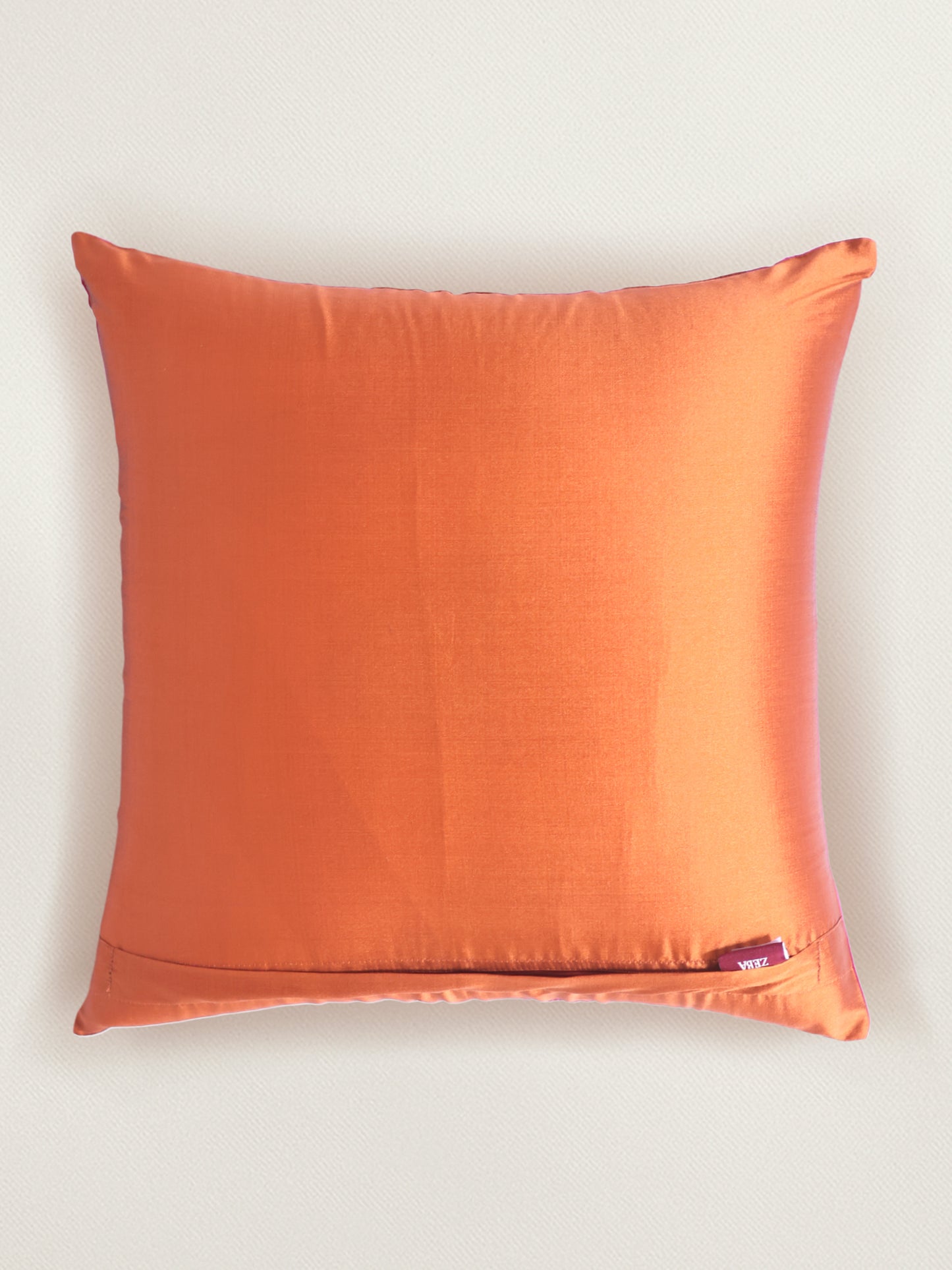 Taffeta Patchwork Cushion Cover 16x16 Inch, Pink & Orange
