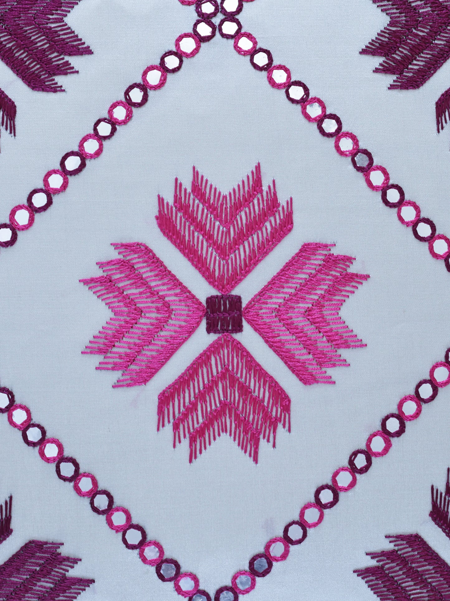Hand Embroidered Taffeta Cushion Cover 16x16 Inch, Pink