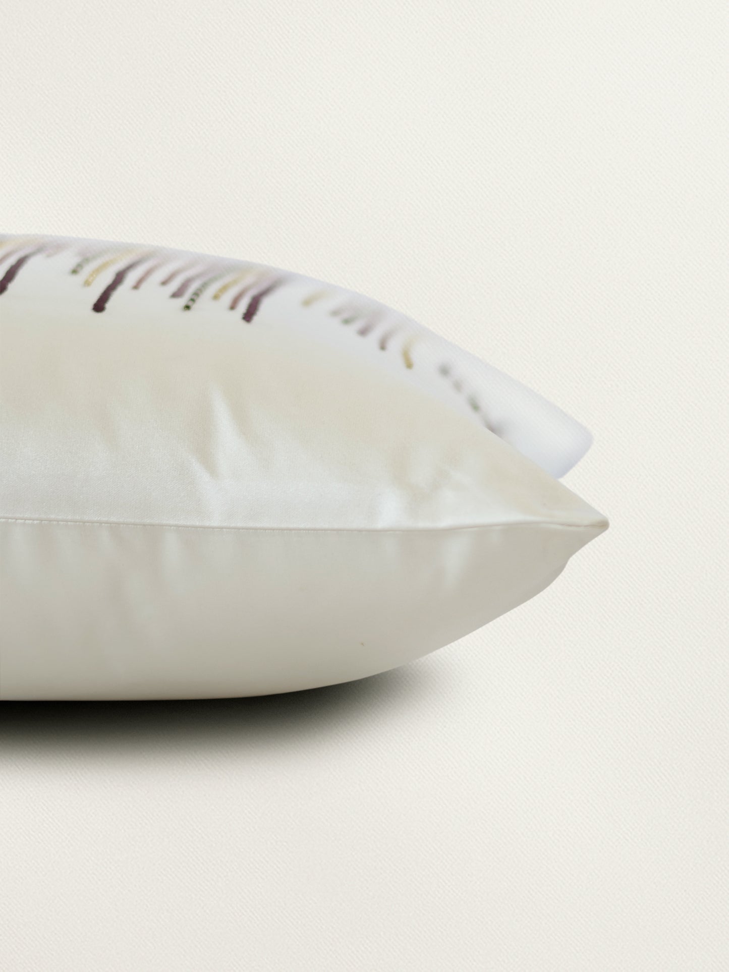 Polycotton Embroidered Cushion Cover 16x16inch, Cream & Purple