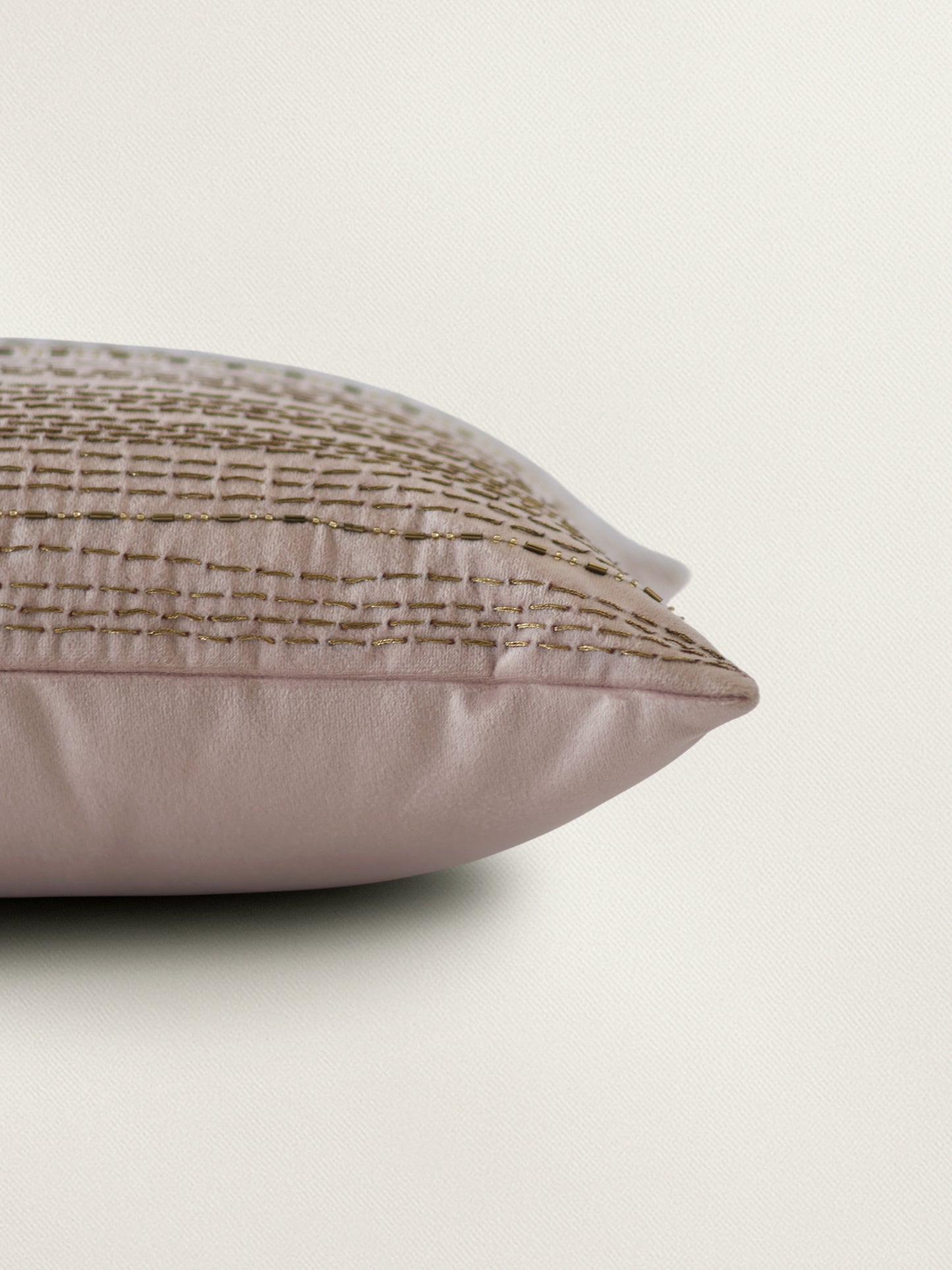 Embroidered Velvet Cushion Cover 16x16inch, Purple & Gold