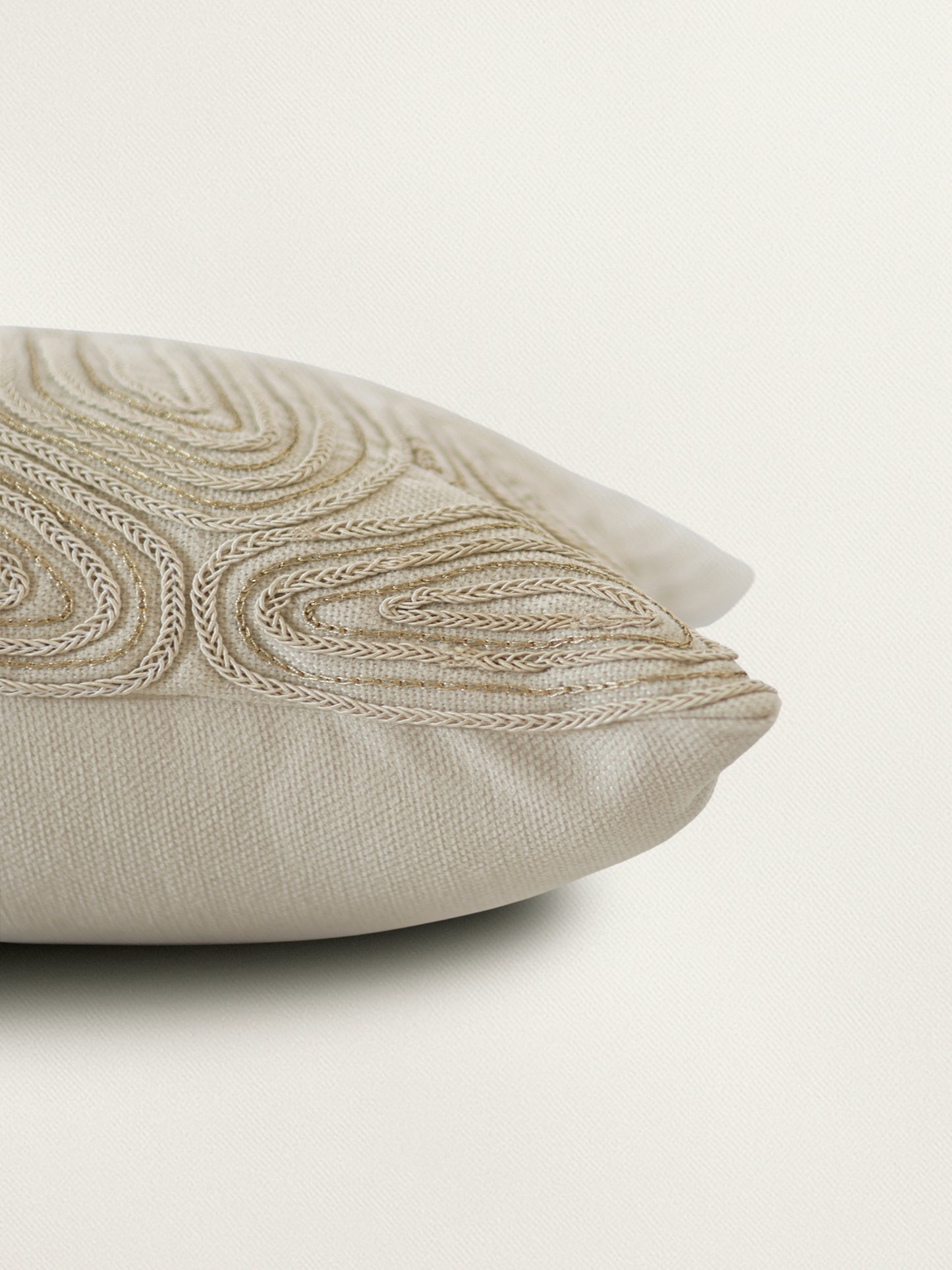 Polycotton Embroidered Cushion Cover 18x18inch, Beige