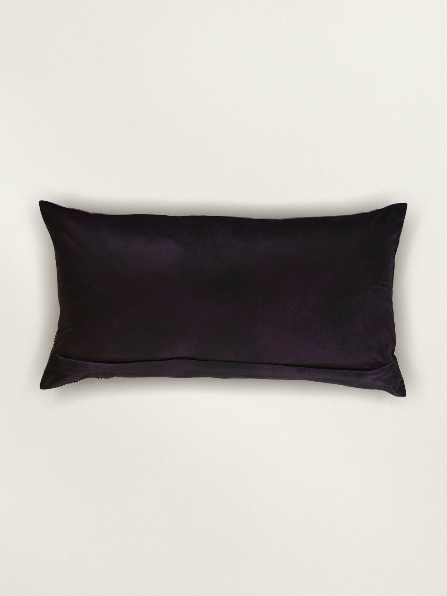 Embroidered Printed Velvet Cushion Cover 12x22inch, Purple