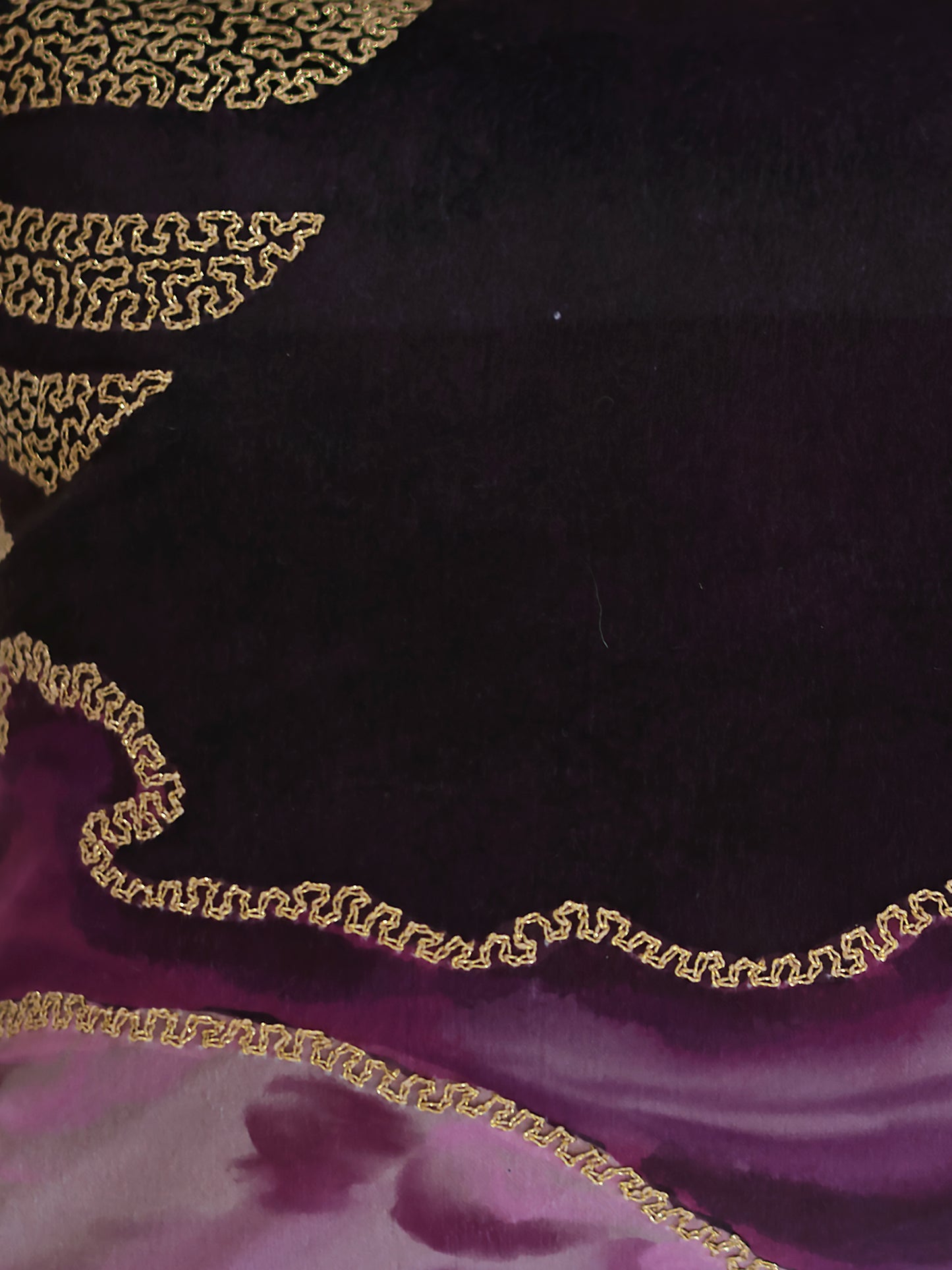 Embroidered Printed Velvet Cushion Cover 12x22inch, Purple